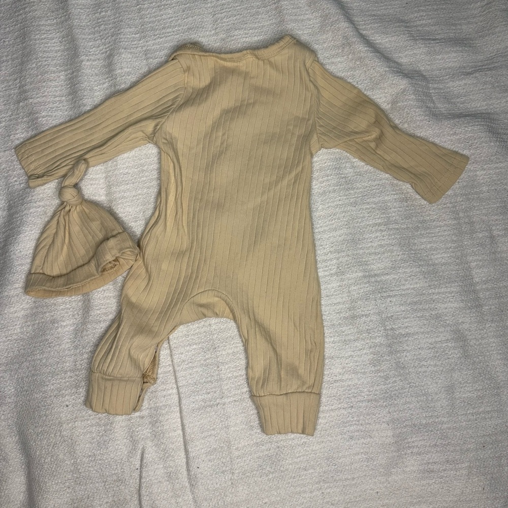 Tan 'Little Bro' Ribbed One Piece Set - Picture 2 of 3